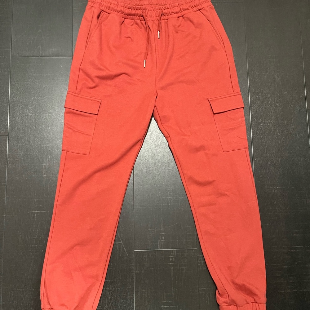 Red Cargo Track Pants